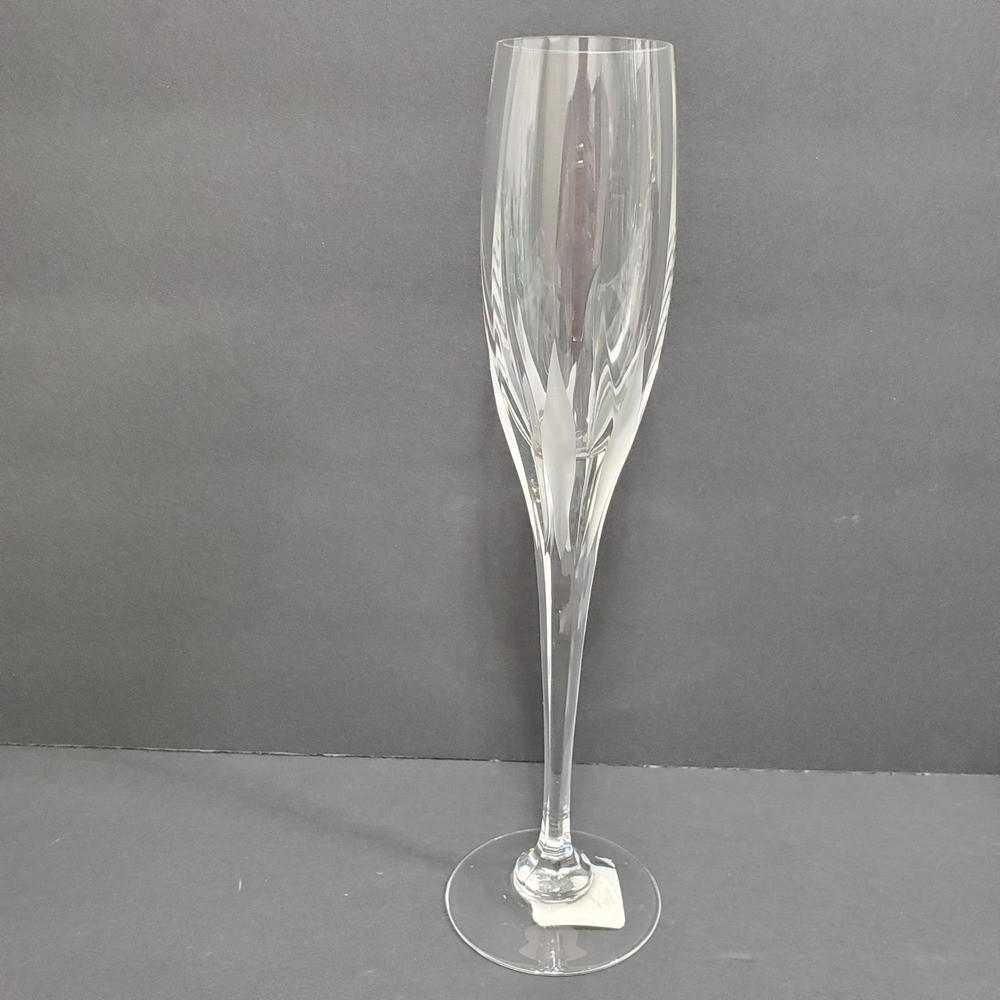 Mikasa Champagne Flute Glass 10.75in Clear Frosted Leaf Etched
